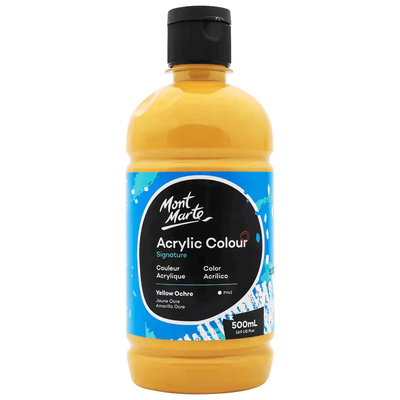 Mont Marte Studio Acrylic 500ml bottle - Yellow Ochre MSCH5014