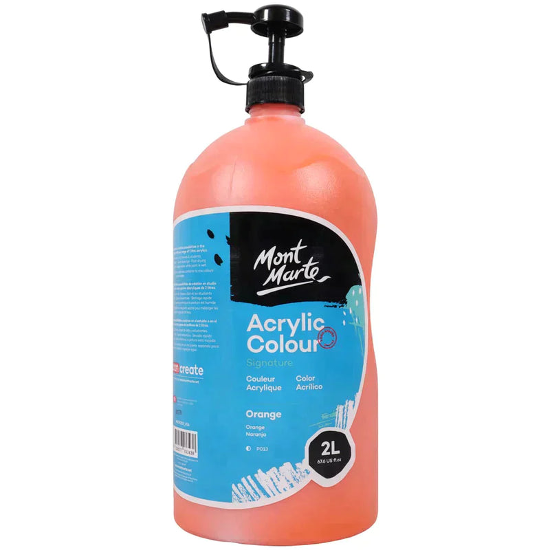 Mont Marte Studio Acrylic Paint Pump Bottle 2L - Orange MSCH2203