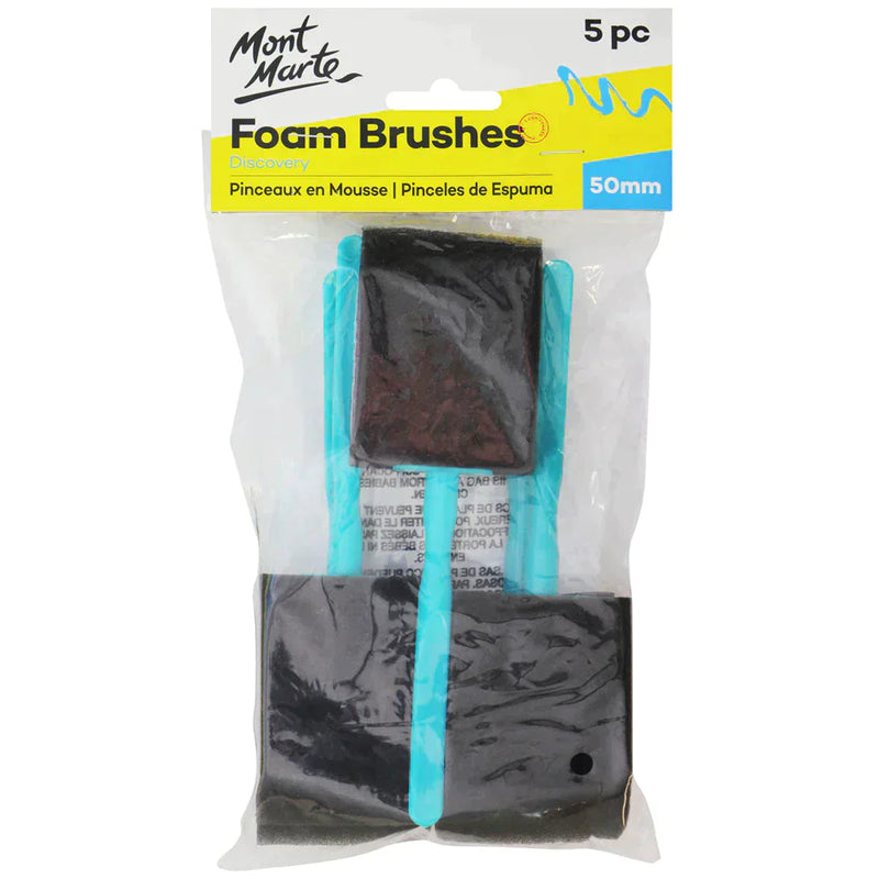 Mont Marte Studio Series MACR0022- Foam Hobby Brush 50mm 5pc