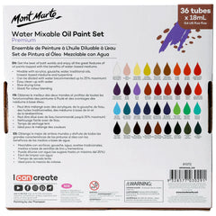 Mont Marte Paint Set - H2O Water Mixable Oil Paint 36pc x 18ml MPOW3618