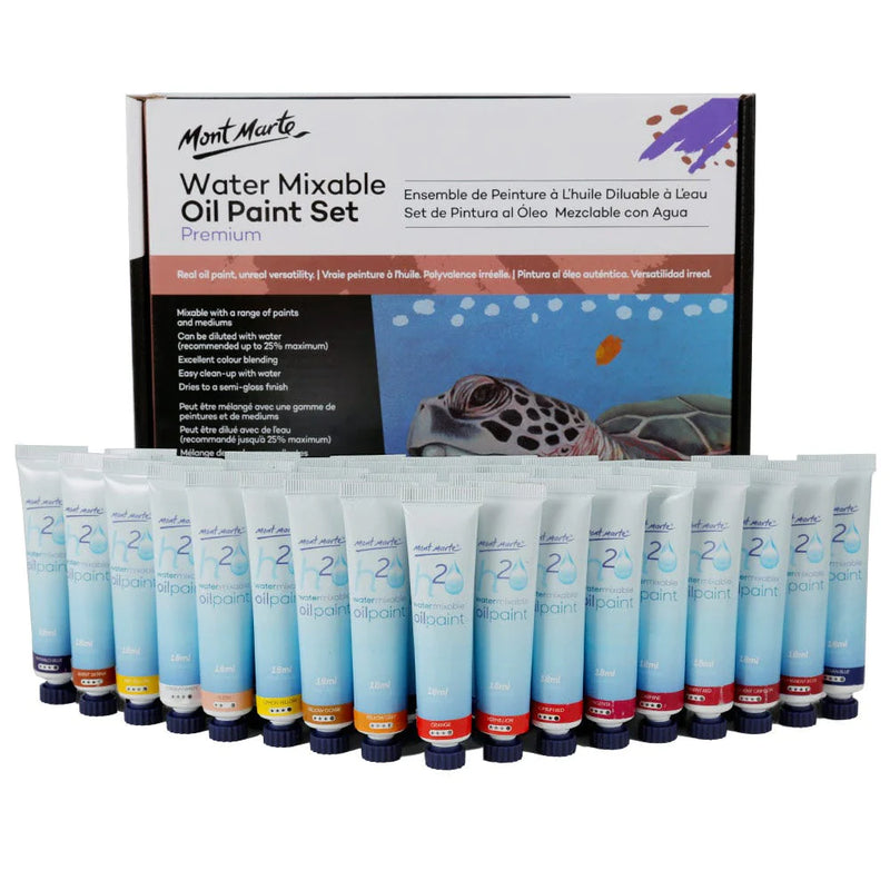 Mont Marte Paint Set - H2O Water Mixable Oil Paint 36pc x 18ml MPOW3618