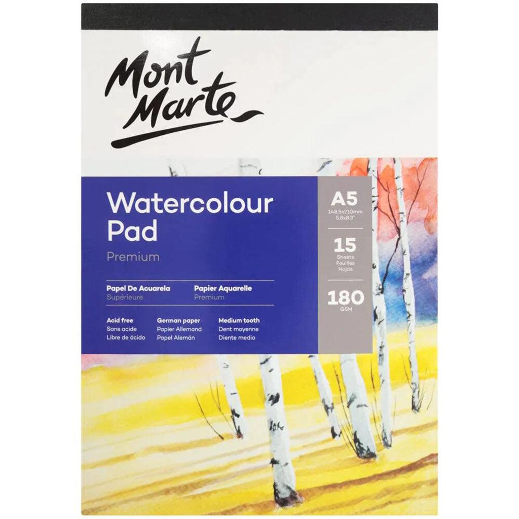 Mont Marte Watercolour Pad German Paper A5 180gsm 15 Sheet - MSB0064