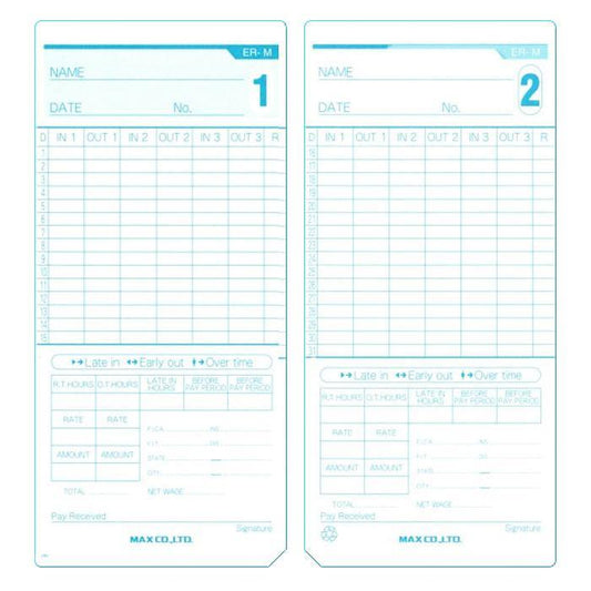 MX ER-M MAX TIME CARDS (Pack of 100)