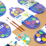 Palette Of 12 Watercolor Tablet 45 mm With 2 Brushes And White Tube