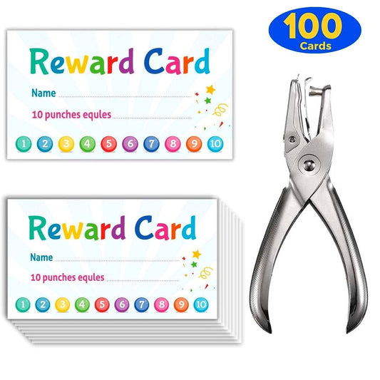 Reward Card Incentive Loyalty Reward Card for Classroom - Punch Card 100Pcs - English