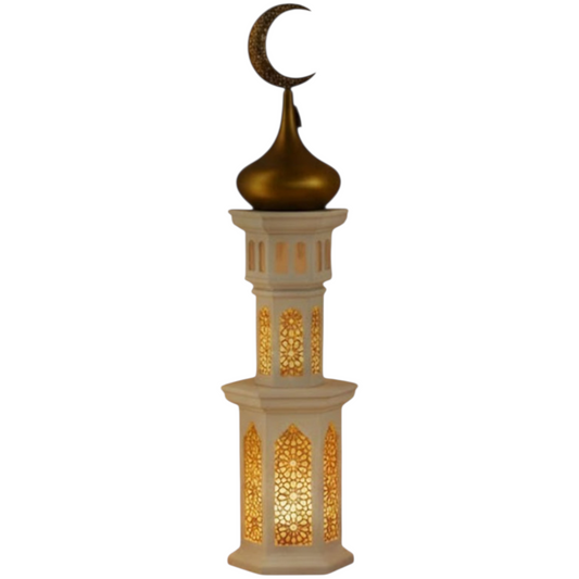 زينة رمضان - نموذج مئذنة ثلاثي الأبعاد فاخر مع إضاءة - Book Fanar