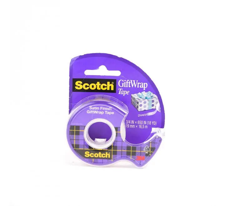 SCOTCH GIFTWRAP TAPE IN DISPENSER 15. 3/4 X 650 IN (19MM X 16.5M). 1 ROLL/DISPENSER