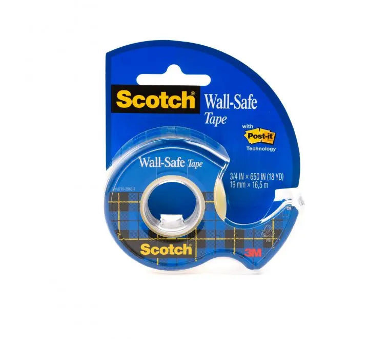 SCOTCH WALLSAFE TAPE IN DISPENSER 183. 3/4 X 650 IN (19MM X 16.5M). 1 ROLL/DISPENSER