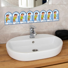 Kids Wudu Learning Stickers | Waterproof Arabic & English Step-by-Step Wudu Guide